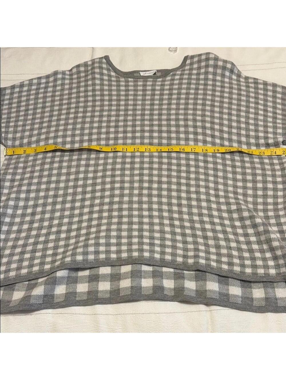 J. Jill Reversible Gingham Check Sweater Gray White XL Petite - Picture 4 of 6